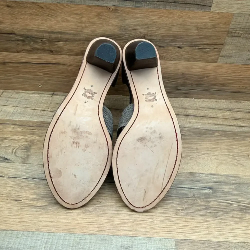 H.S. Trask size 9.5 brown suede sandals heels wedge shoes